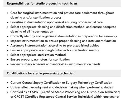 Sterile Processing Technician Job Descriptions And Responsibilities Sterile Processing Technician Job Descriptions And Responsibilities